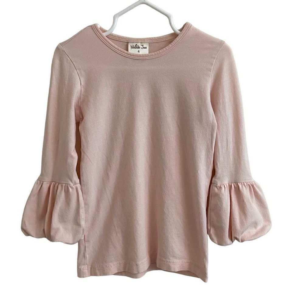 Matilda Jane Light Pink Tee with 3/4 Length Puffer Bell Sleeves Size 4